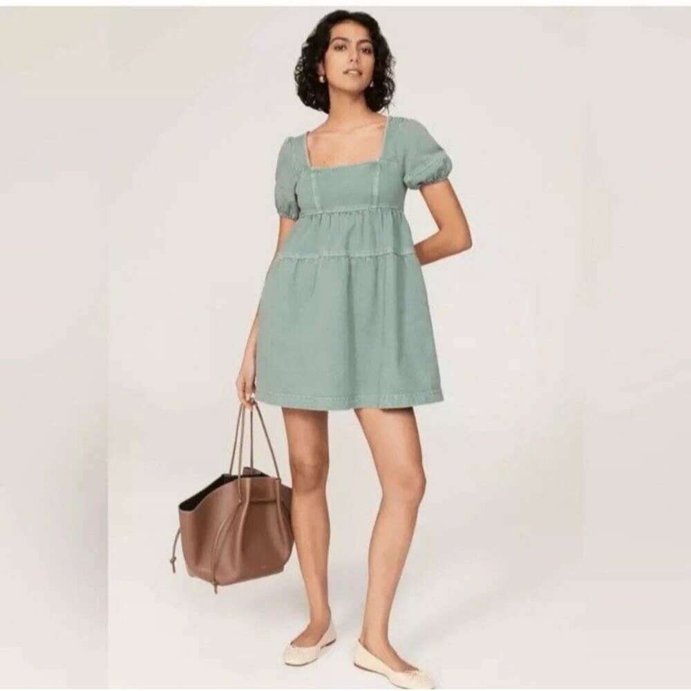 Louna Green Denim Mini‎ Dress Size Small $128
